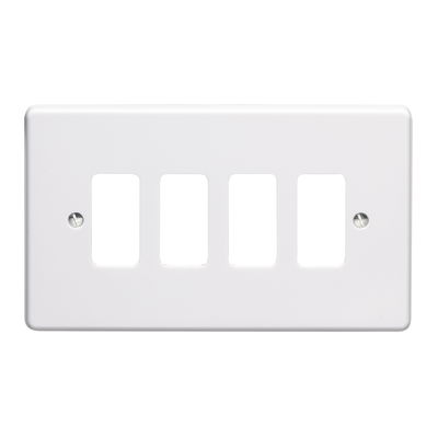 4 Gang Flush Moulded Grid Cover Plate