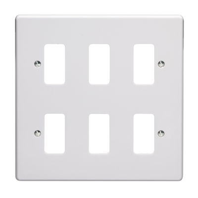 6 Gang Flush Moulded Grid Cover Plate
