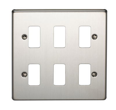 6 Gang Flush Plate Stainless Steel Finish