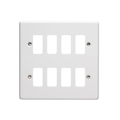 8 Gang Flush Metal Grid Cover Plate