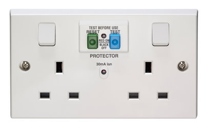 13A 2 Gang Double Pole Switched Socket With 30mA RCD Protection