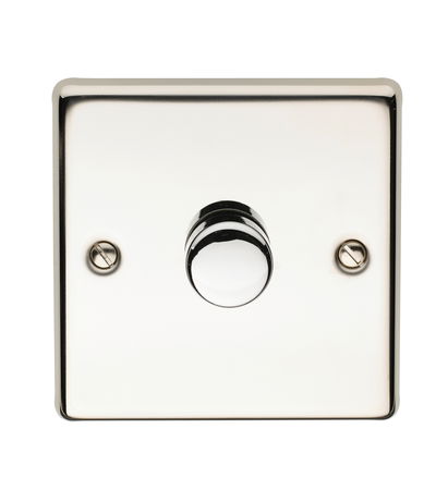 3-250W 1 Gang 2 Way LED Dimmer Plate Switch Polished Steel Finish