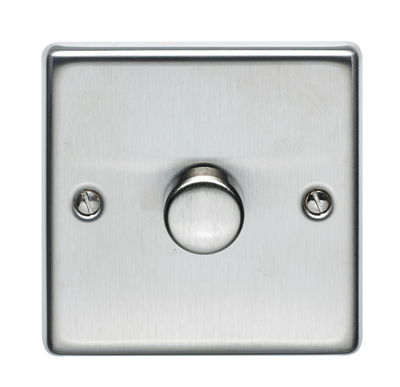 3-250W 1 Gang 2 Way LED Dimmer Plate Switch Stainless Steel Finish