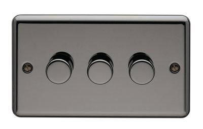3 Gang 2 Way 250 Watt Mains/Low Voltage Dimmer Black Nickel Finish