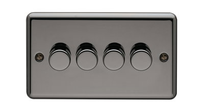 4 Gang 250 Watt Dimmer Black Nickel Finish