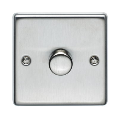 400W 1 Gang Mains or Low Voltage Dimmer Plate Switch Stainless Steel Finish