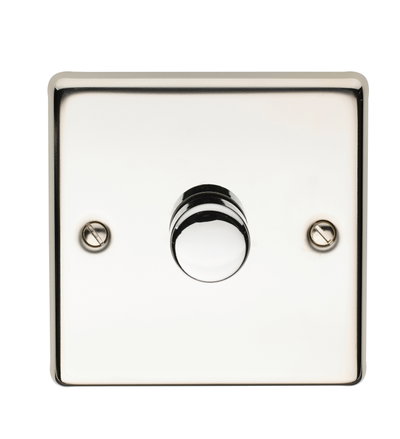 400W 1 Gang 2 Way Dimmer Plate Switch Polished Steel Finish