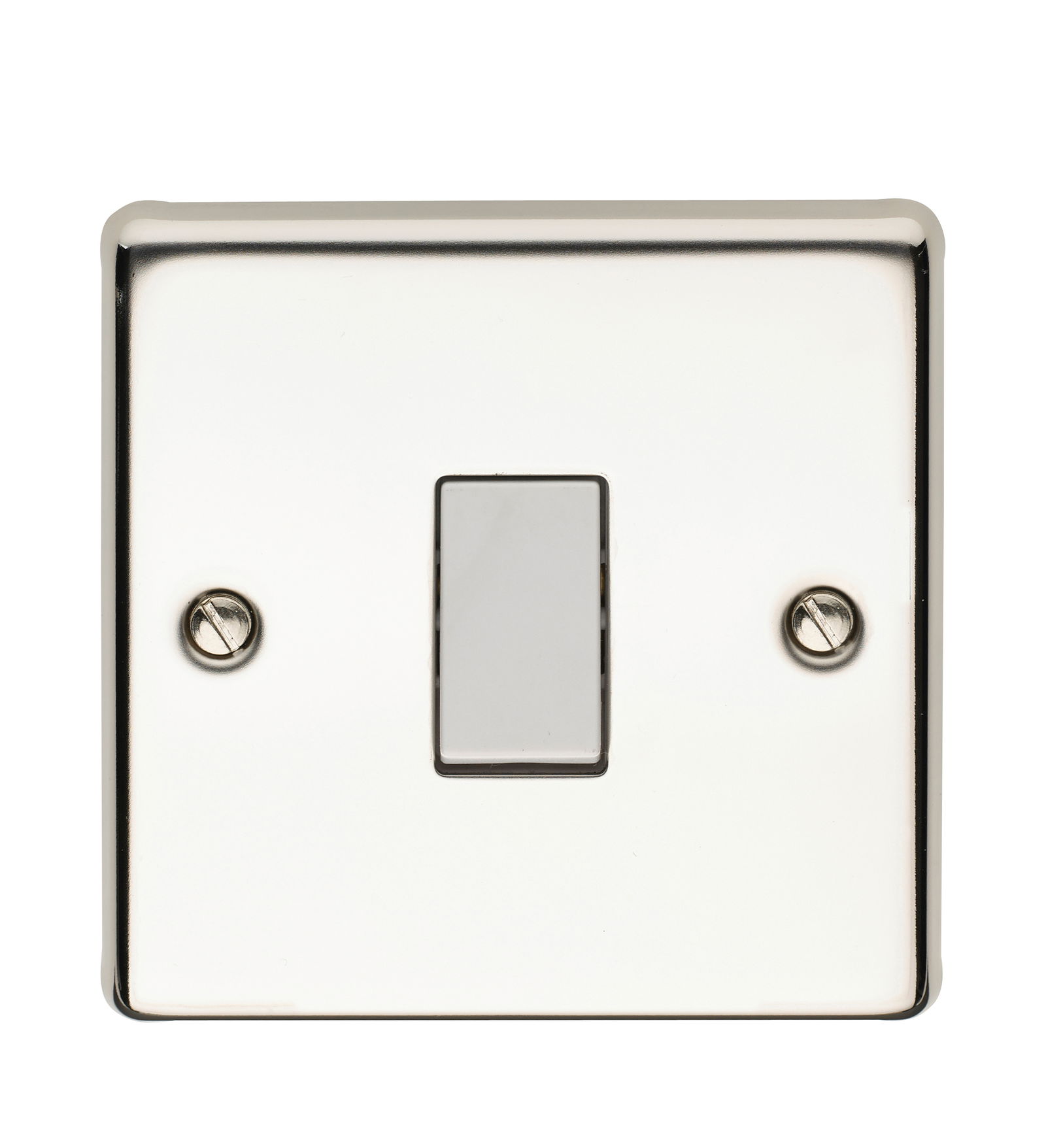 10AX 1 Gang 2 Way Single Pole Plate Switch Polished Steel Finish