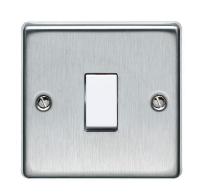 10AX 1 Gang 2 Way Single Pole Plate Switch Stainless Steel Finish