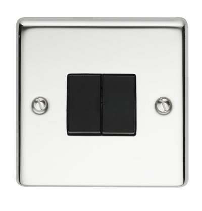 10AX 2 Gang 2 Way Switch Polished Steel Finish