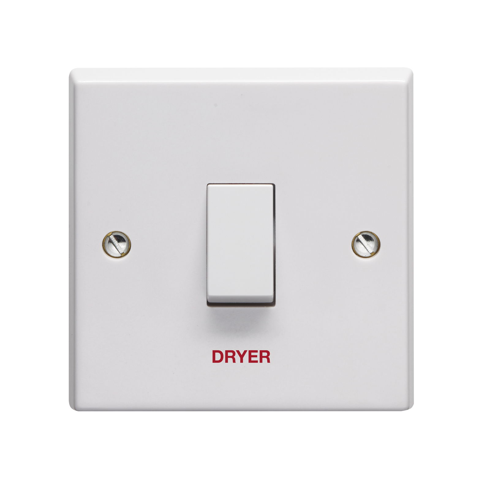 20A 1 Gang Double Pole Switch Printed 'Dryer'