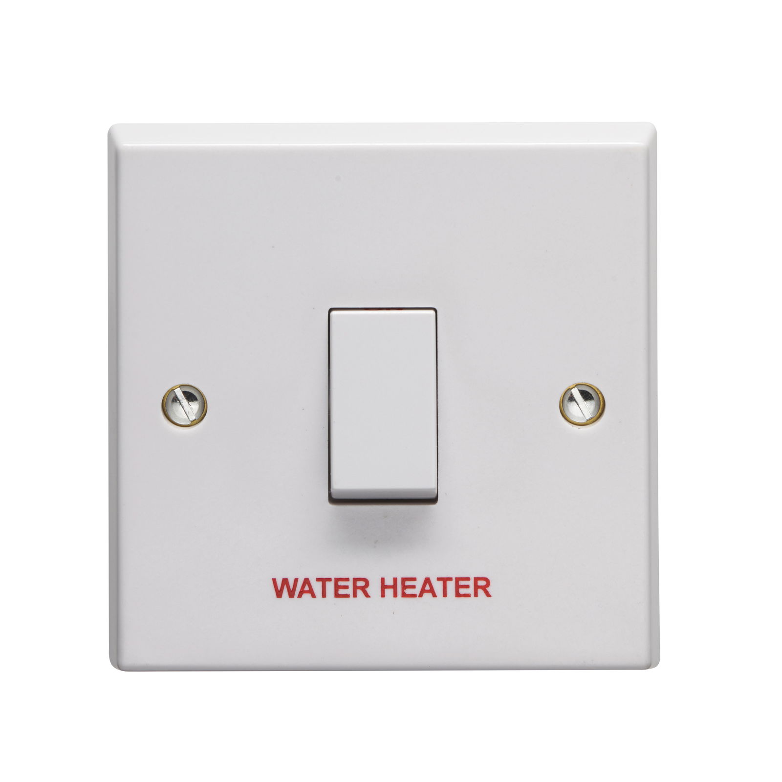 20A 1 Gang Double Pole Control Switch Printed 'Water Heater'