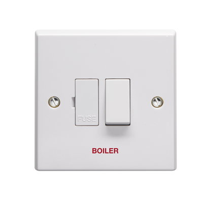 13A Double Pole Switched Fused Connection Unit Printed 'Boiler'