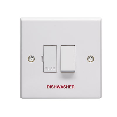 13A Double Pole Switched Fused Connection Unit Printed 'Dishwasher'
