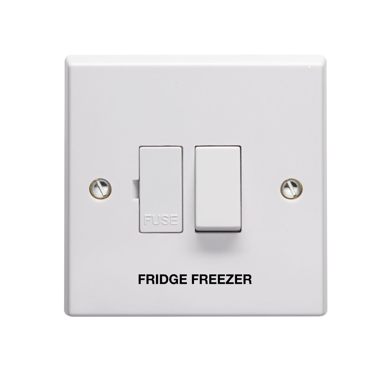 13A Double Pole Switched Fused Connection Unit Printed 'Fridge Freezer' in Black