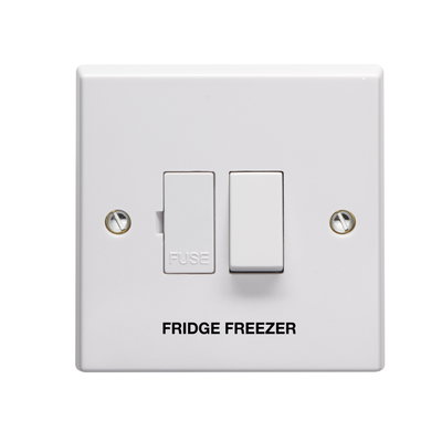 13A Double Pole Switched Fused Connection Unit Printed 'Fridge Freezer' in Black