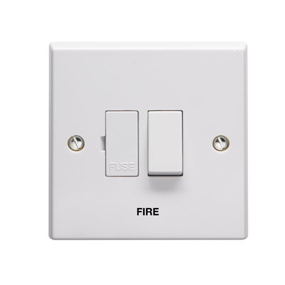13A Double Pole Switched Fused Connection Unit Printed 'Fire' in Black