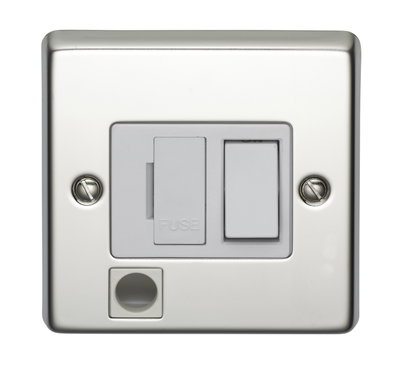 13A Double Pole Switched Fused Connection Unit With Flex Outlet Polished Steel Finish