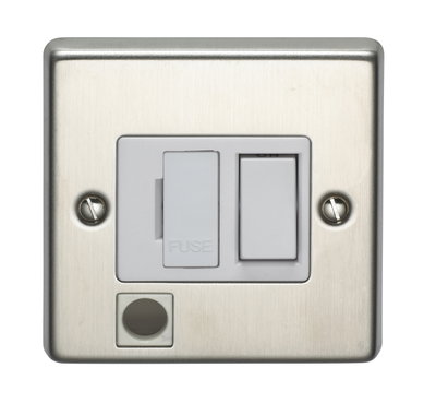 13A Double Pole Switched Fused Connection Unit With Flex Outlet Stainless Steel Finish