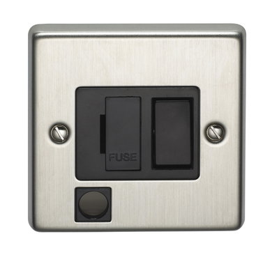 13A Double Pole Switched Fused Connection Unit With Flex Outlet Stainless Steel Finish