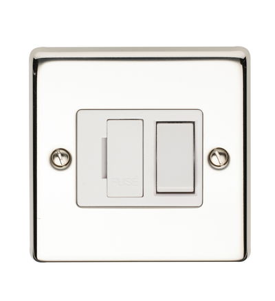 13A Double Pole Switched Fused Connection Unit Polished Steel Finish