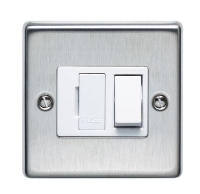 13A Double Pole Switched Fused Connection Unit Stainless Steel Finish