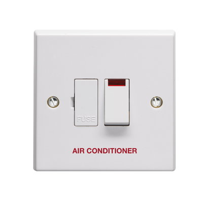 13A Double Pole Switched Fused Connection Unit With Neon Printed 'Air Conditioner'