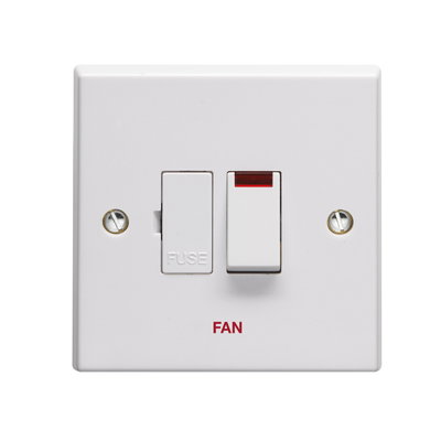 13A Double Pole Switched Fused Connection Unit With Neon Indicator Printed 'Fan'