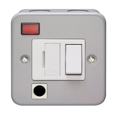 13A Double Pole Switched Fused Connection Unit Metalclad With Flex Outlet and Neon