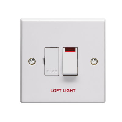 13A Double Pole Switched Fused Connection Unit With Neon Printed 'Loft Light'