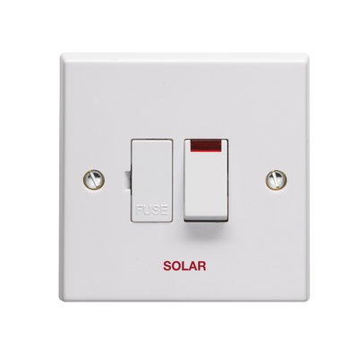 13A Double Pole Switched Fused Connection Unit With Neon Printed 'Solar'