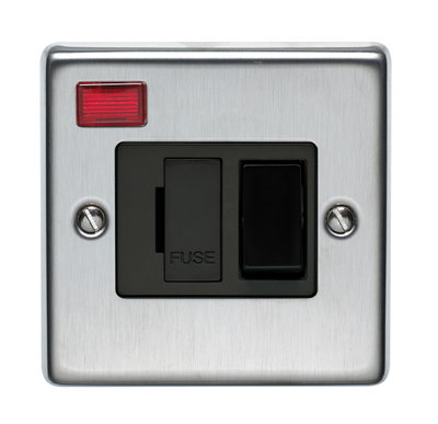 13A Double Pole Switched Fused Connection Unit With Neon Indicator Stainless Steel Finish