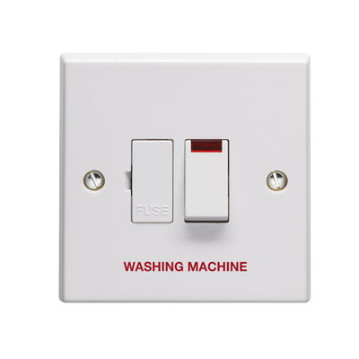 13A Double Pole Switched Fused Connection Unit With Neon Indicator Printed 'Washing Machine'