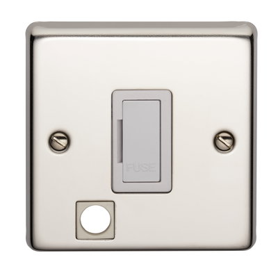 13A Unswitched Fused Connection Unit With Flex Outlet Polished Steel Finish