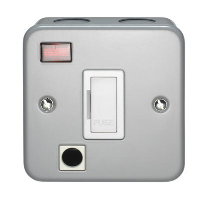 13A Unswitched Fused Connection Unit With Neon, Front Flex Outlet And Cord Grip Metalclad
