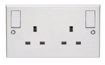 13A 2 Gang Double Pole Switched Socket With Outboard Rockers