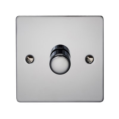 3-250W 1 Gang 2 Way LED Dimmer Plate Switch Polished Steel Finish