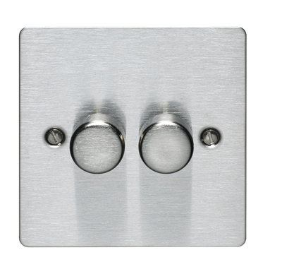 2 Gang 2 Way 250 Watt Dimmer Stainless Steel Finish