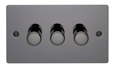 3 Gang 2 Way 250 Watt Mains/Low Voltage Dimmer Black Nickel Finish