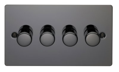4 Gang 250 Watt Dimmer Black Nickel Finish