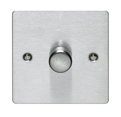 1 Gang 2 Way 400 Watt Mains Dimmer Stainless Steel Finish