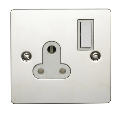 5A 3 Pin Switched Socket Polished Steel Finish