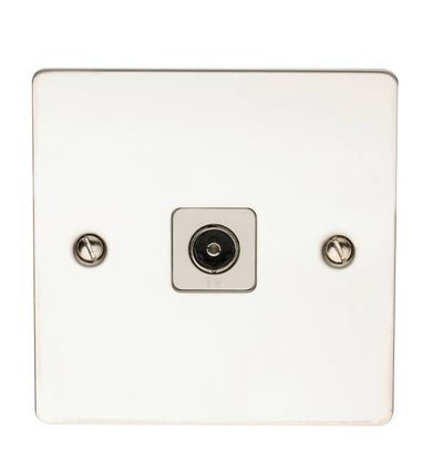 1 Gang Coaxial Socket Polished Steel Finish