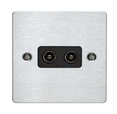 2 Gang Coaxial Socket Stainless Steel Finish