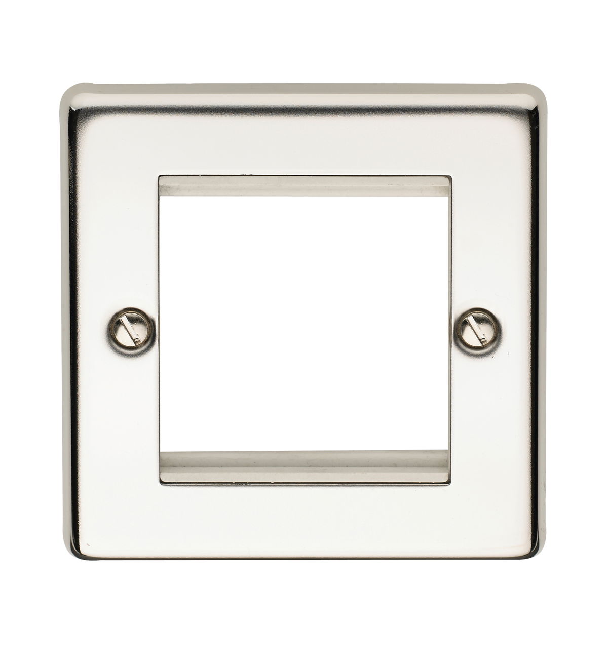 1 Gang 2 Module Euro Module Communication Mounting Plate Polished Steel Finish