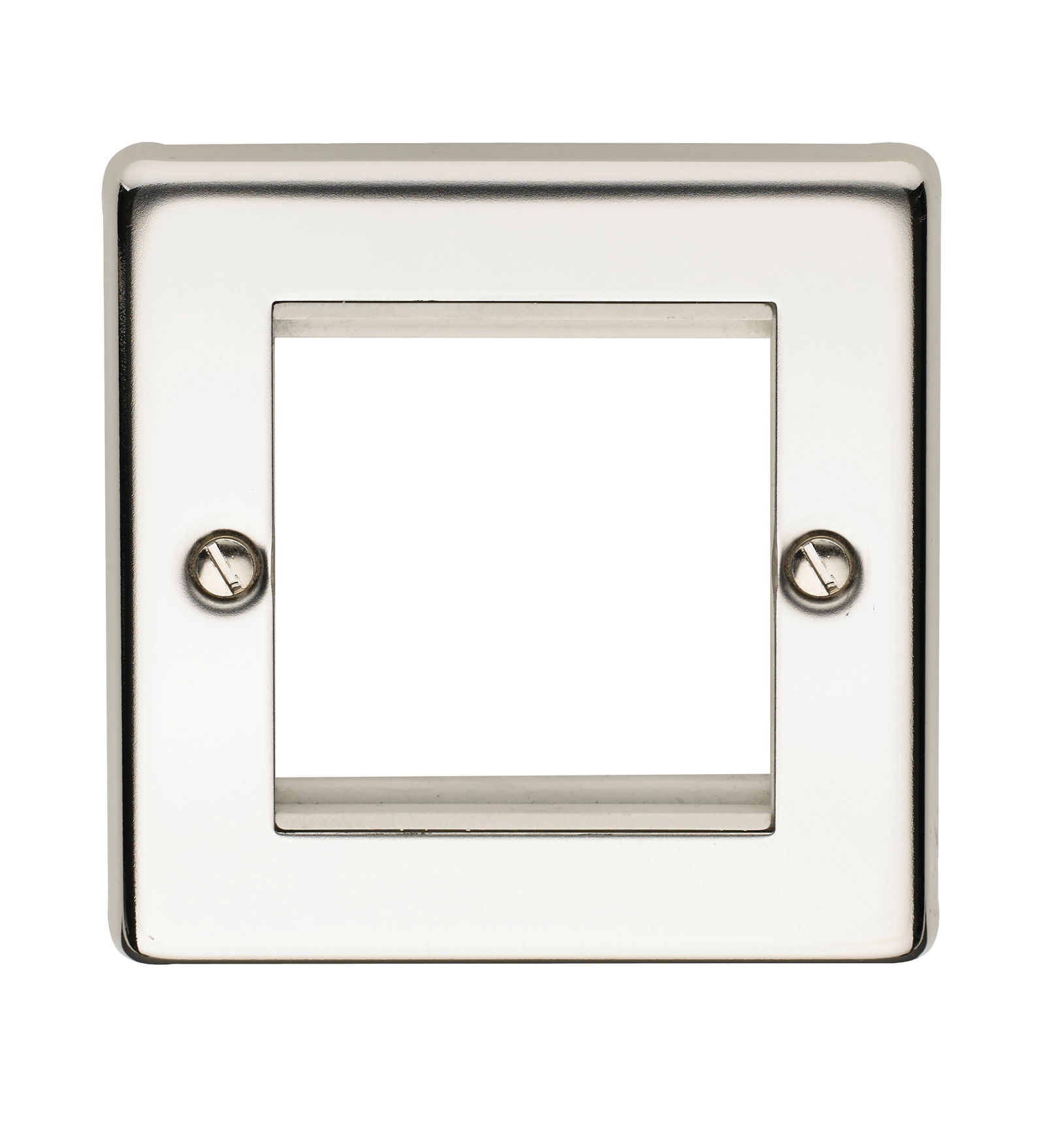 1 Gang 2 Module Euro Module Communication Mounting Plate Polished Steel Finish