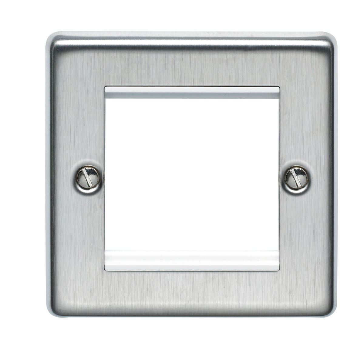 1 Gang 2 Module Euro Module Communication Mounting Plate Stainless Steel Finish