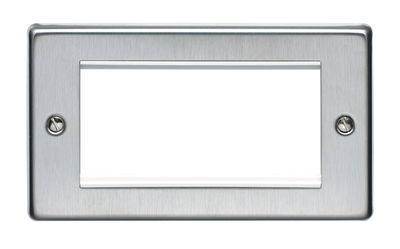 2 Gang 4 Module Euro Module Communication Mounting Plate Stainless Steel Finish
