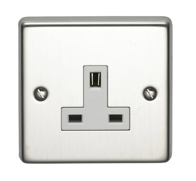 13A 1 Gang Unswitched Socket Stainless Steel Finish