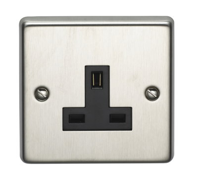 13A 1 Gang Unswitched Socket Stainless Steel Finish